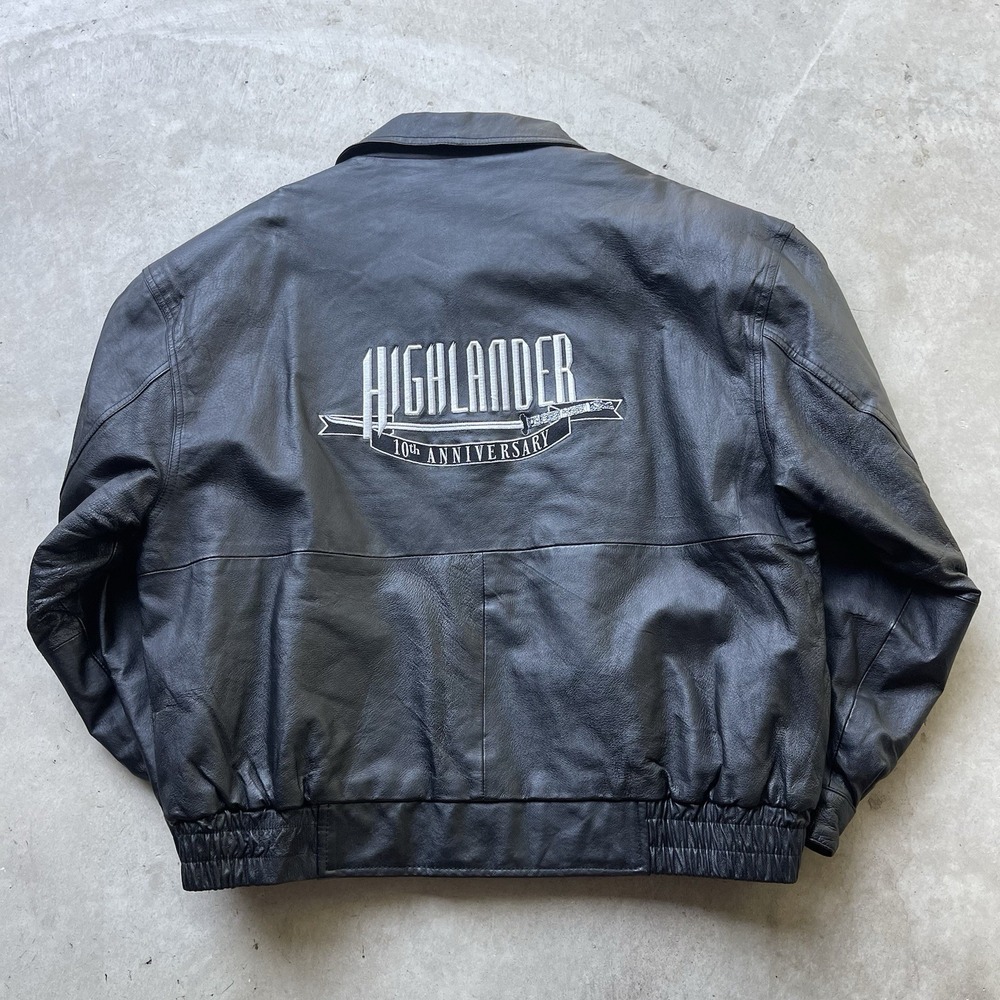 Vintage Highlander Movie Promo 10th Anniversary Men's L Black Leather Jacket
